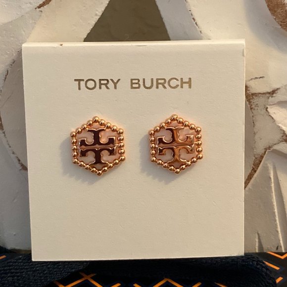 Tory Burch Jewelry - Tory Burch Milgrain Hex Stud Earring NWT